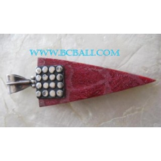 Red Coral Silver Pendant Bali