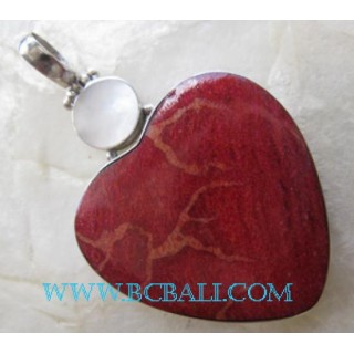 Red Coral With Stone Pendant