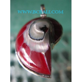 Red Nautilus Pendant Silver