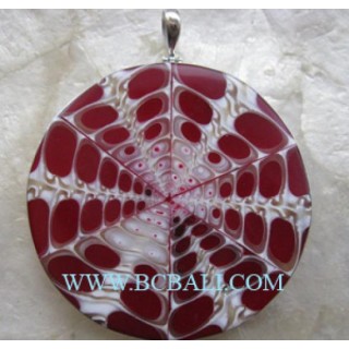 Red Resin Shell Pendant Silver