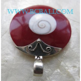 Red Shiva Eyes Pendant Silver