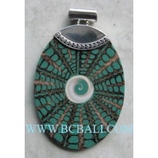 Resin Shell Silver Pendant Silver