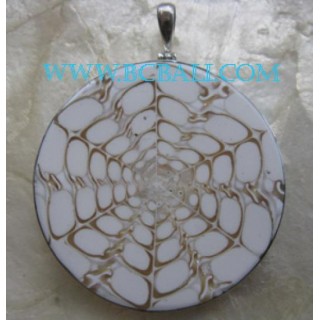 Resin With Shell Silver Pendant