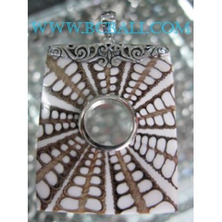 Square Pendant Silver Shell