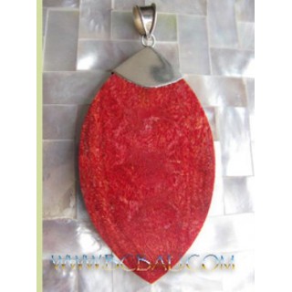 Sterling Coral Pendant In Red