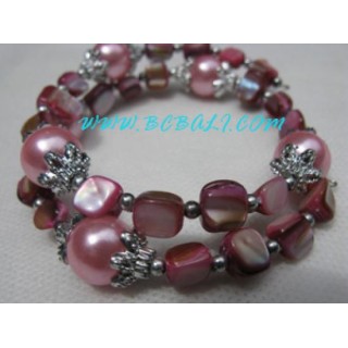 Pinky Shells Beaded Bracelets