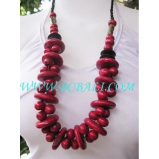 Angela Wooden Seeds Bead Necklaces Red