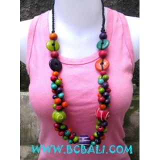 Beaded Wood Necklaces Mix Color