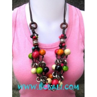 Multi Color Wooden Beads Necklaces