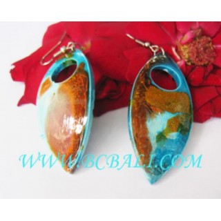 Woods Earring Painted Turquoise