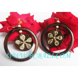 Woods Earring Painted Flower