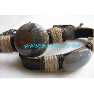 Hand Made Leather Stone Bracelets