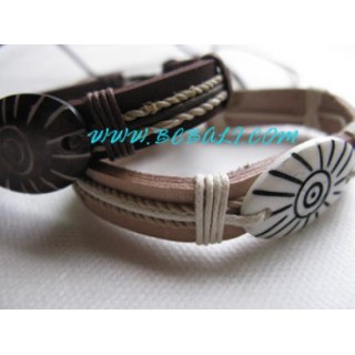 Leather Bone Carving Bracelets