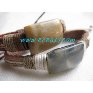 Natural Stone Coral Leather Bracelets