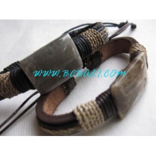 Stone Carved Leather Bracelets