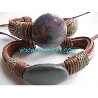 Stone Leather Bracelets