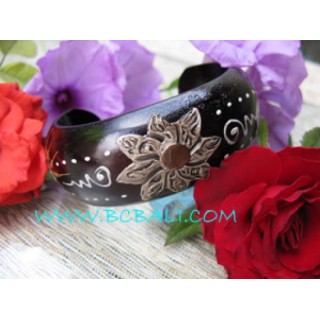 Black Wooden Hand Painting Bangles