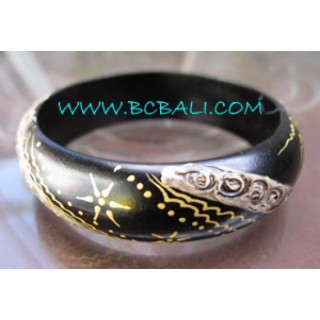 Black Wooden Painting Bangles