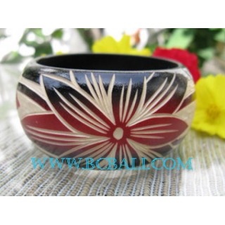 Flowers Carving Wooden Bangle