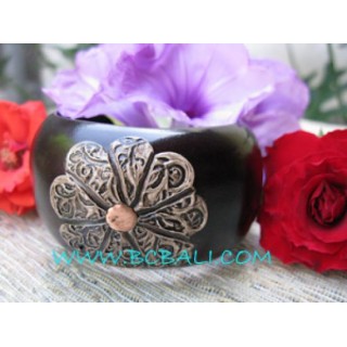 Large Floral Wooden Bangle Accessories