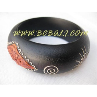 Woman Wooden Bracelets Painted