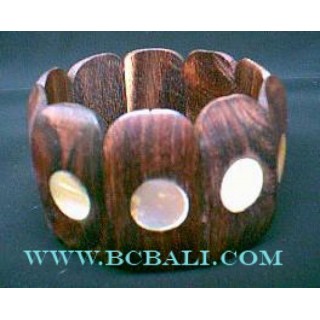 Wood Bracelets With Sea Shells