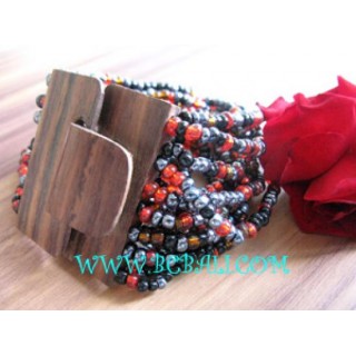 Beads Bracelet Woods Buckle