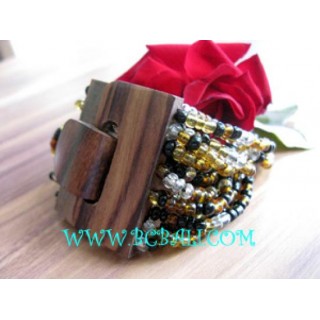 Beads Bracelets Wooden Buckle