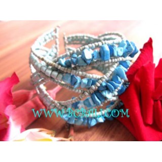 Blue Stone Bead Bracelets