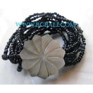 Carving Shell Bead Bracelets