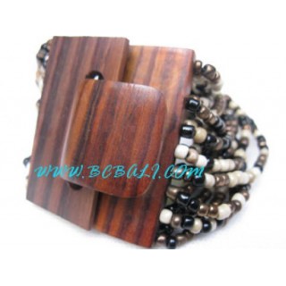 Wood Beads Bracelets Buckle