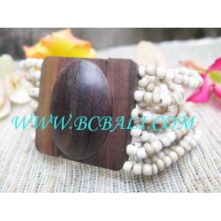 Wood Buckle Bead Bracelet