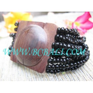 Wooden Buckle Bead Bracelet