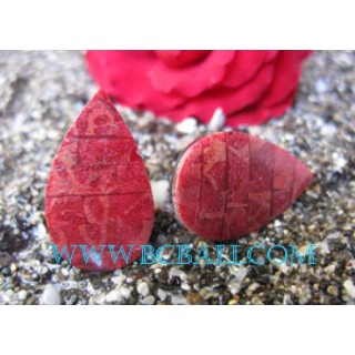 Crushed Shell Coral Red Earring