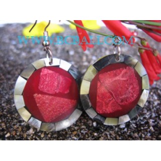 Earring Hooked Red Corals