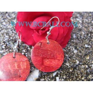 Earring Red Coral Hooked