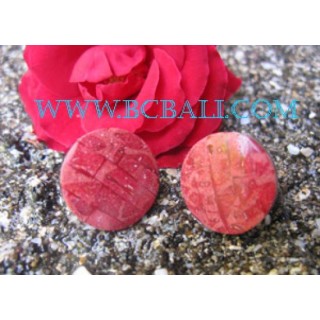 Red Coral Screw Earrings