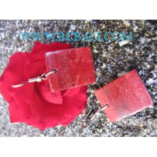 Red Coral Stick Earrings