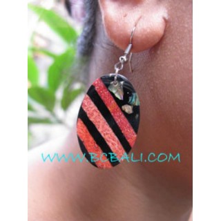 Red Coral Zebra Earring Shells