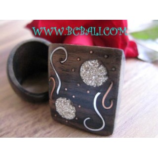 Stainless Wood Ladies Rings