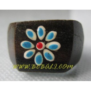 Wood Painting Rings Flower