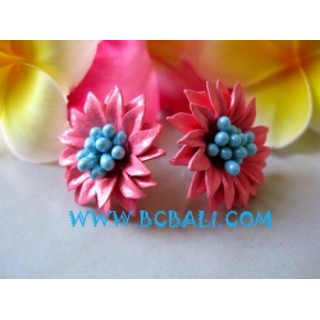 Beads Earrings Mix Leather