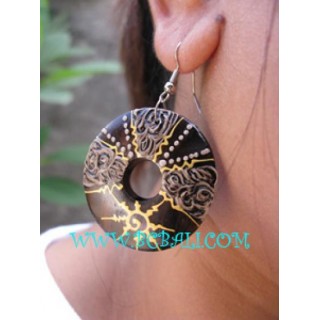 Black Wooden Earring Painted