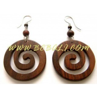 Carved Wood Earring