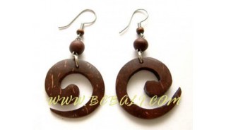 Coconut Wood Carving Earring