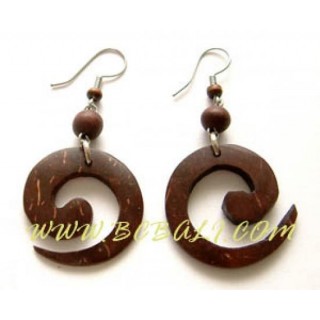 Coconut Wood Carving Earring