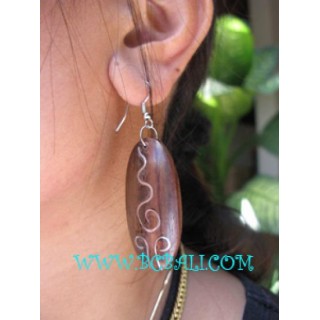 Earring Stainless Steel Wood