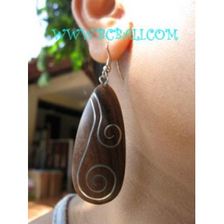 Earring With Stainless Wooden