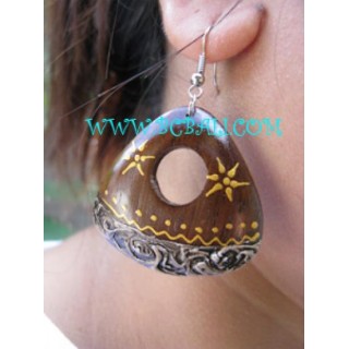 Heart Earring Wooden Handpainting