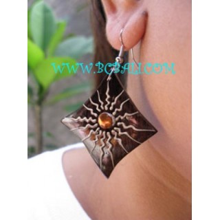 Mahogany Wooden Painting Earring